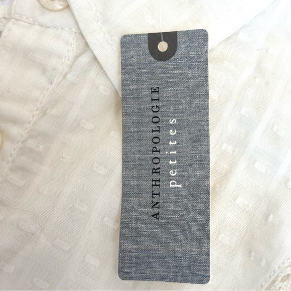 Anthropologie Pilcro Lace Back Button Down Blouse Cottagecore Ivory XSP NEW - Picture 11 of 13